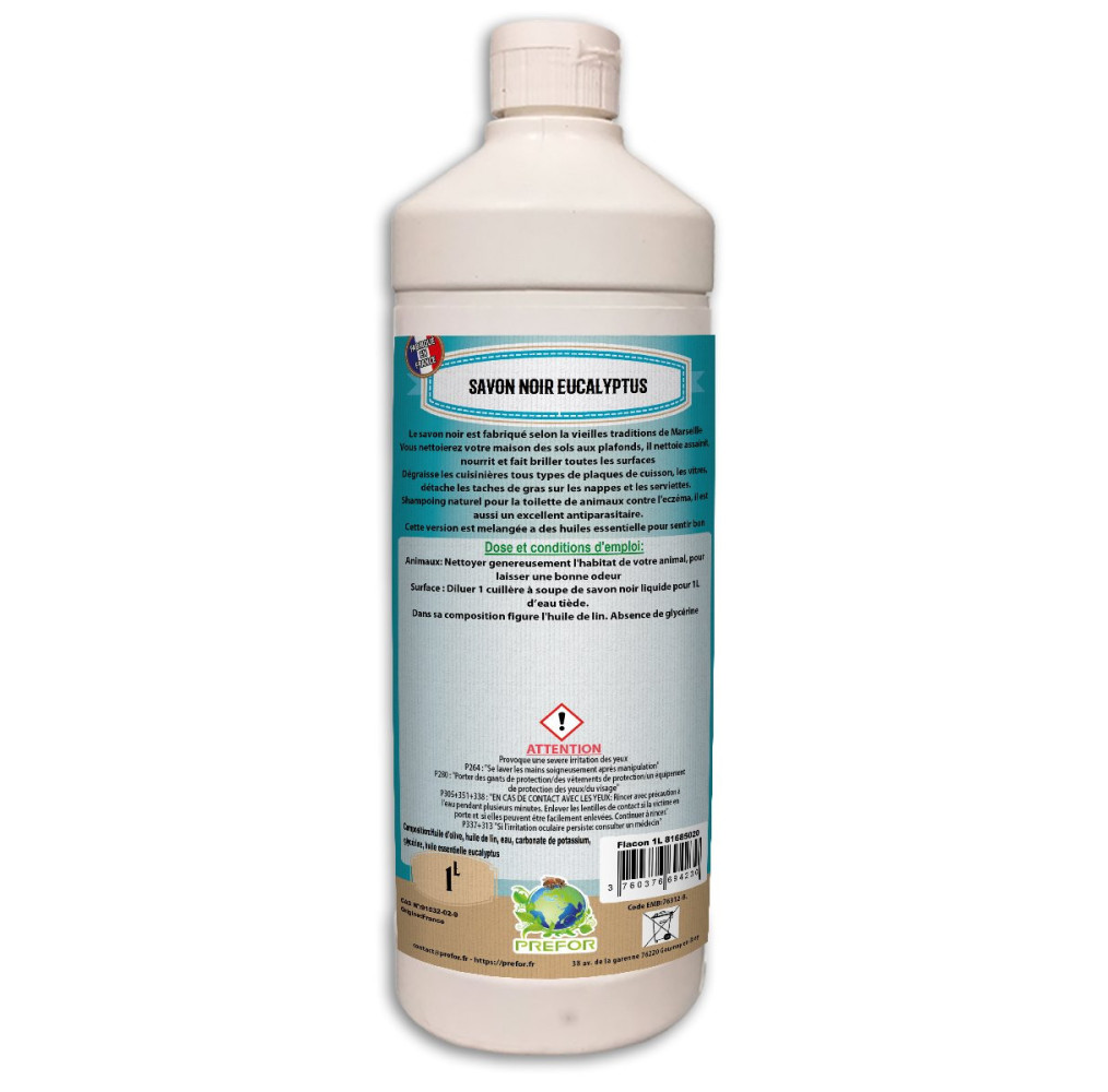 Savon noir liquide eucalyptus Flacon 1L