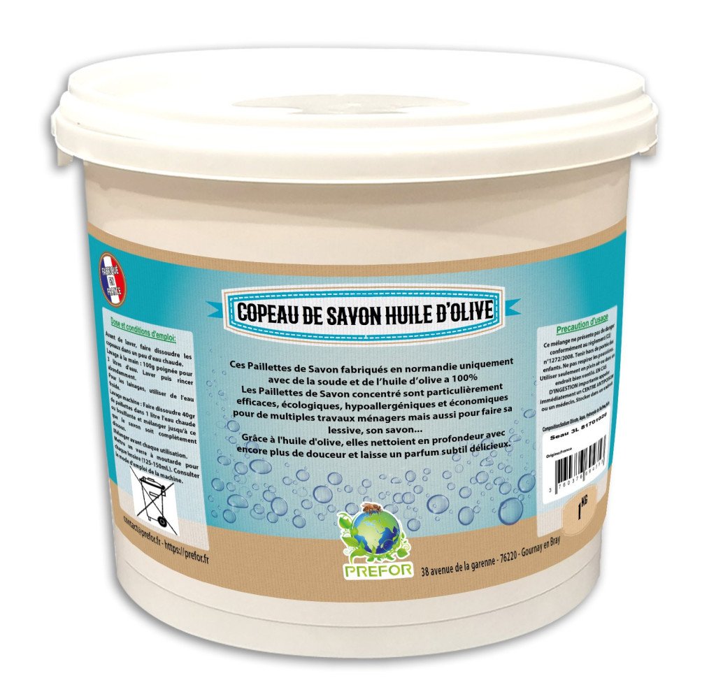 Copeau de savon huile d'olive seau 3L 1kg