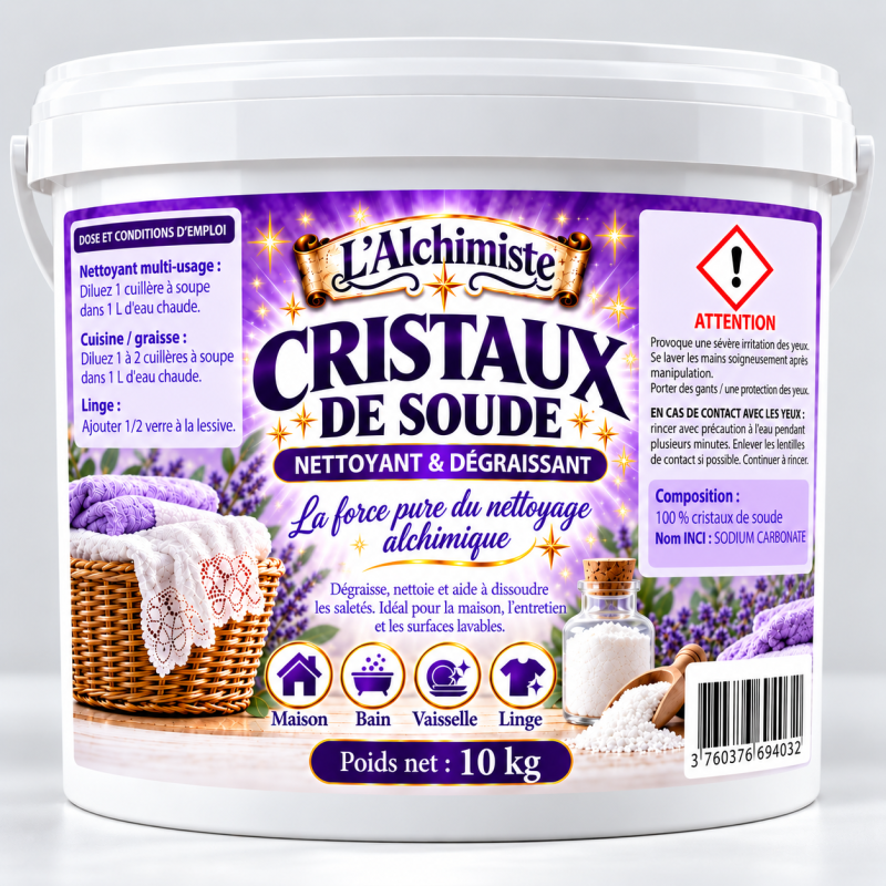 Cristaux de soude Seau 10 l – 10 kg | L’Alchimiste