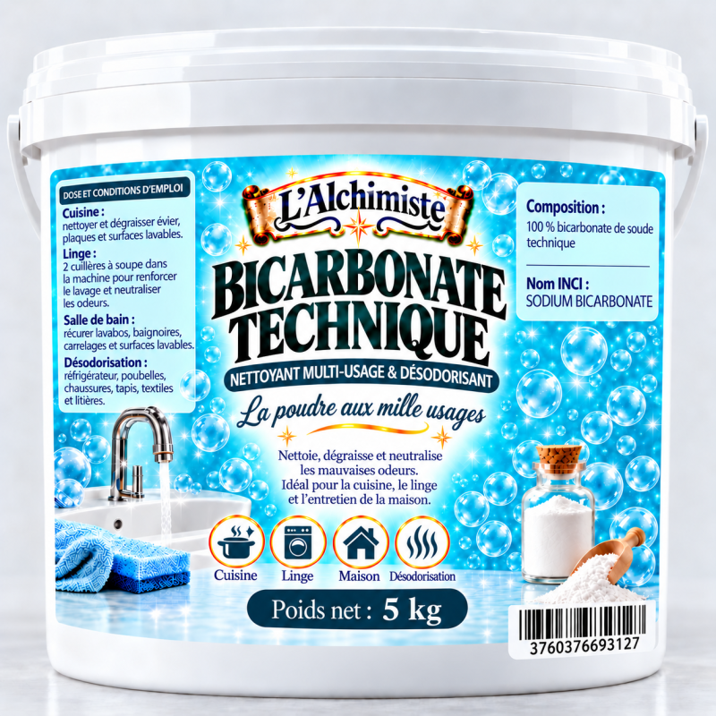 Bicarbonate de soude technique Seau 5 l – 5 kg | L’Alchimiste