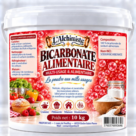 Bicarbonate de soude alimentaire Seau 10 l – 10 kg | L’Alchimiste