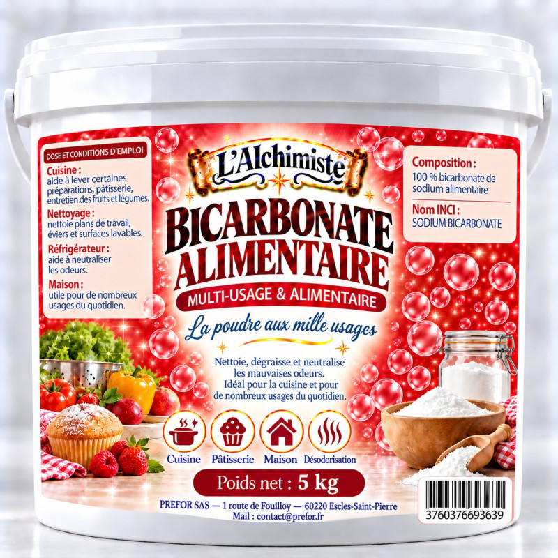 Bicarbonate de soude alimentaire seau 5L 5kg