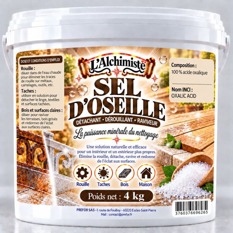 Sel d’oseille Seau 5 l – 4 kg | L’Alchimiste