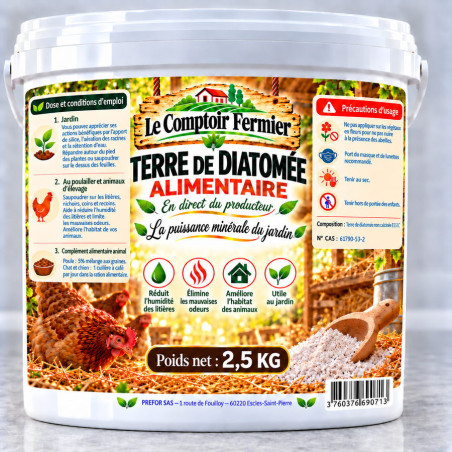 Terre de diatomée alimentaire Seau 5 l – 2.5 kg | Le Comptoir Fermier