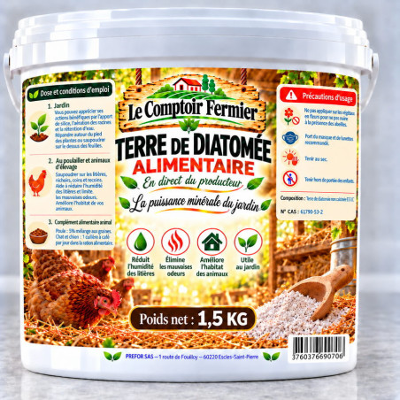 Terre de diatomée alimentaire seau 3L 1.5kg