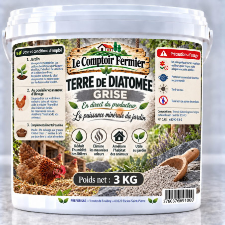 Terre de diatomée GRISE seau 10L 3kg