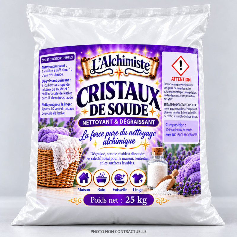Cristaux de soude Sac – 25 kg | L’Alchimiste
