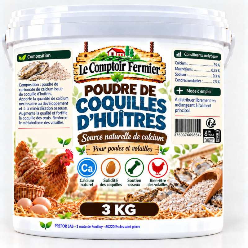 Comptoir Fermier Poudre de coquille d'huitre 3kg