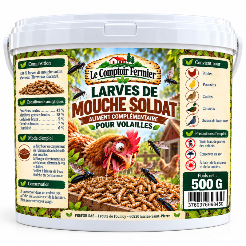 Larves de mouche soldat séchées Sachet – 500 g | Le Comptoir Fermier