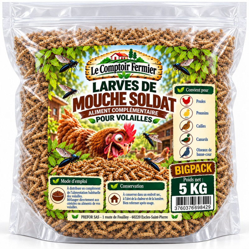 Comptoir Fermier Larve de mouche soldat BIGPACK 5Kg