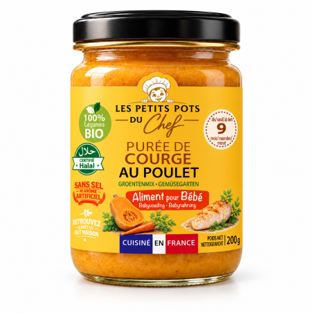 Purée de courge au poulet- 9mois pot 200g | PETIT POT DU CHEF