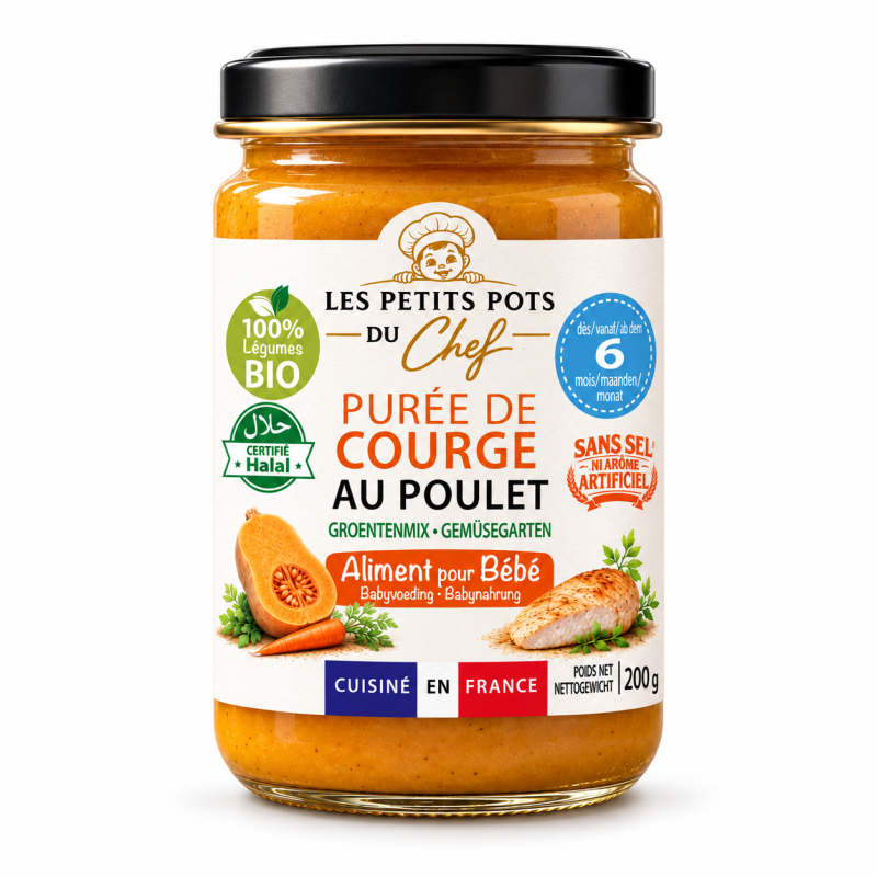 Purée de courge au poulet- 6mois pot 200g | PETIT POT DU CHEF