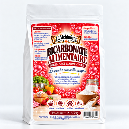Bicarbonate alimentaire 2.5kg en sachet | L’Alchimiste